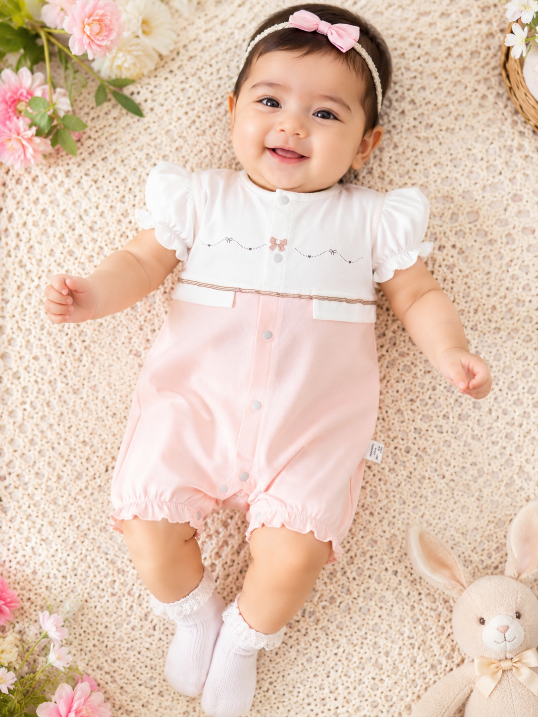 Double Shade Pink White Romper