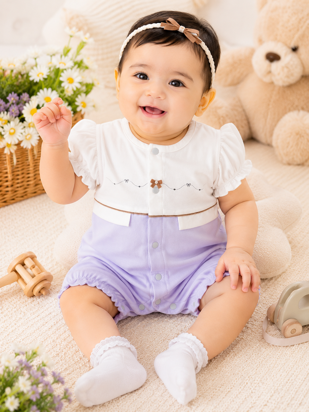 Double Shade Purple White Romper