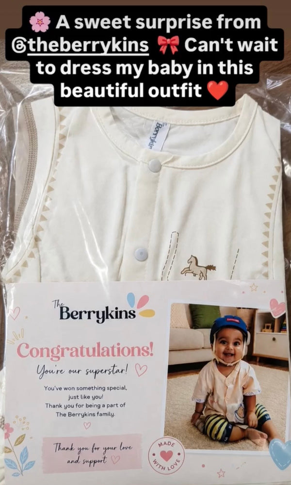 Received the outfit today. The quality is honestly amazing and even better than expected. Thank you so much for sending this beautiful outfit for my baby.Loved it a lot.